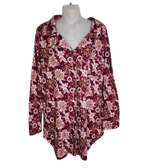 Thalia Sodi Women Sleep Shirt PJs Pajama Nightgown Top Medium Pink Floral Pocket - Picture 1 of 9